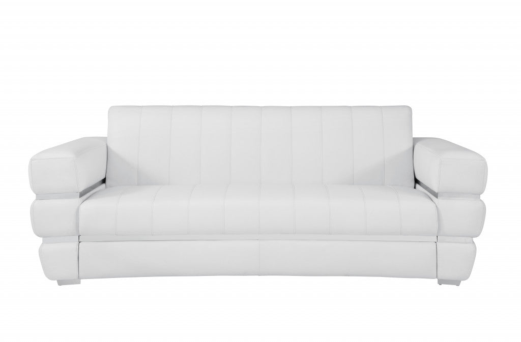 Three Piece Indoor White Italian Leather Six Person Seating Set-4