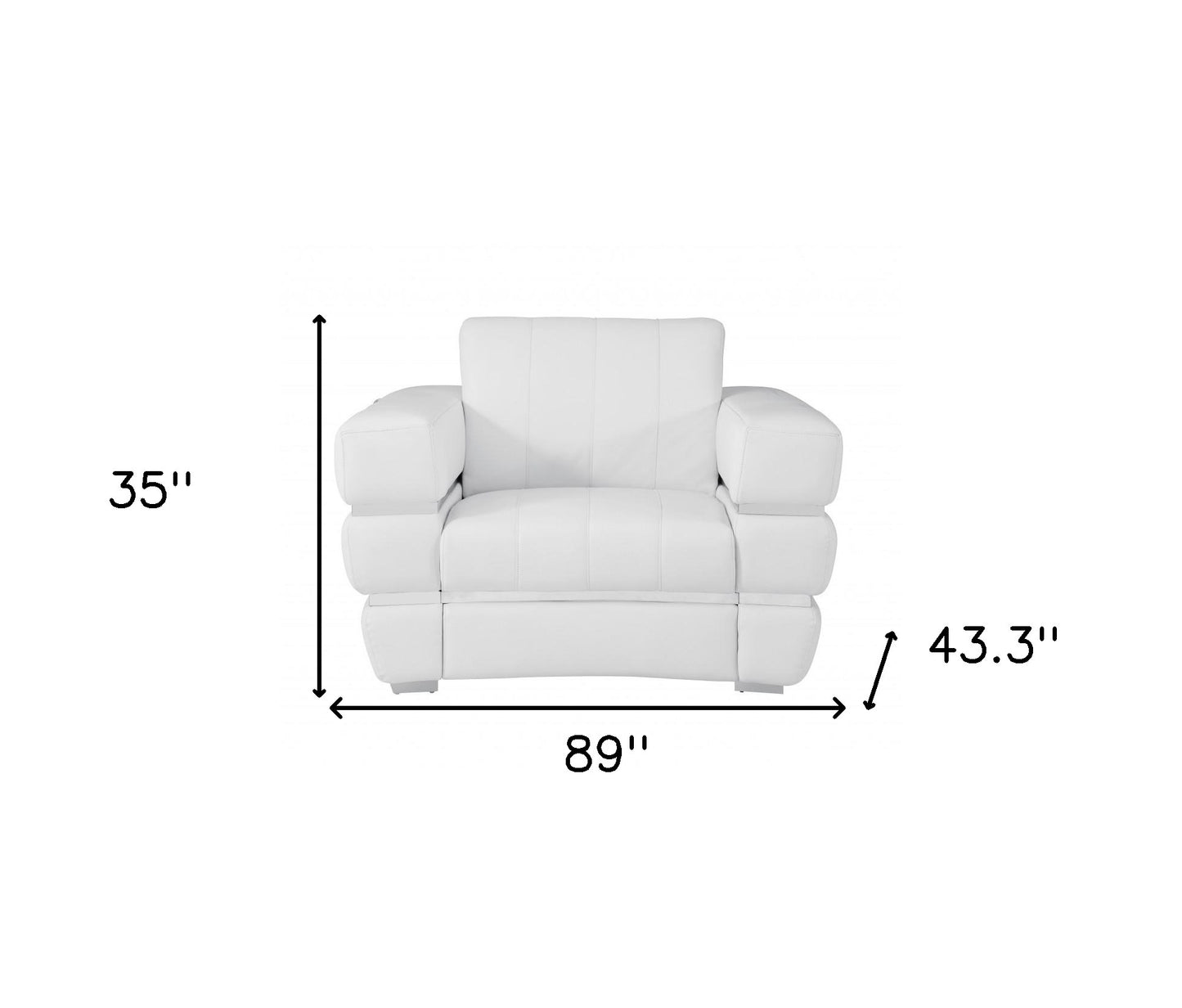 Three Piece Indoor White Italian Leather Six Person Seating Set-6