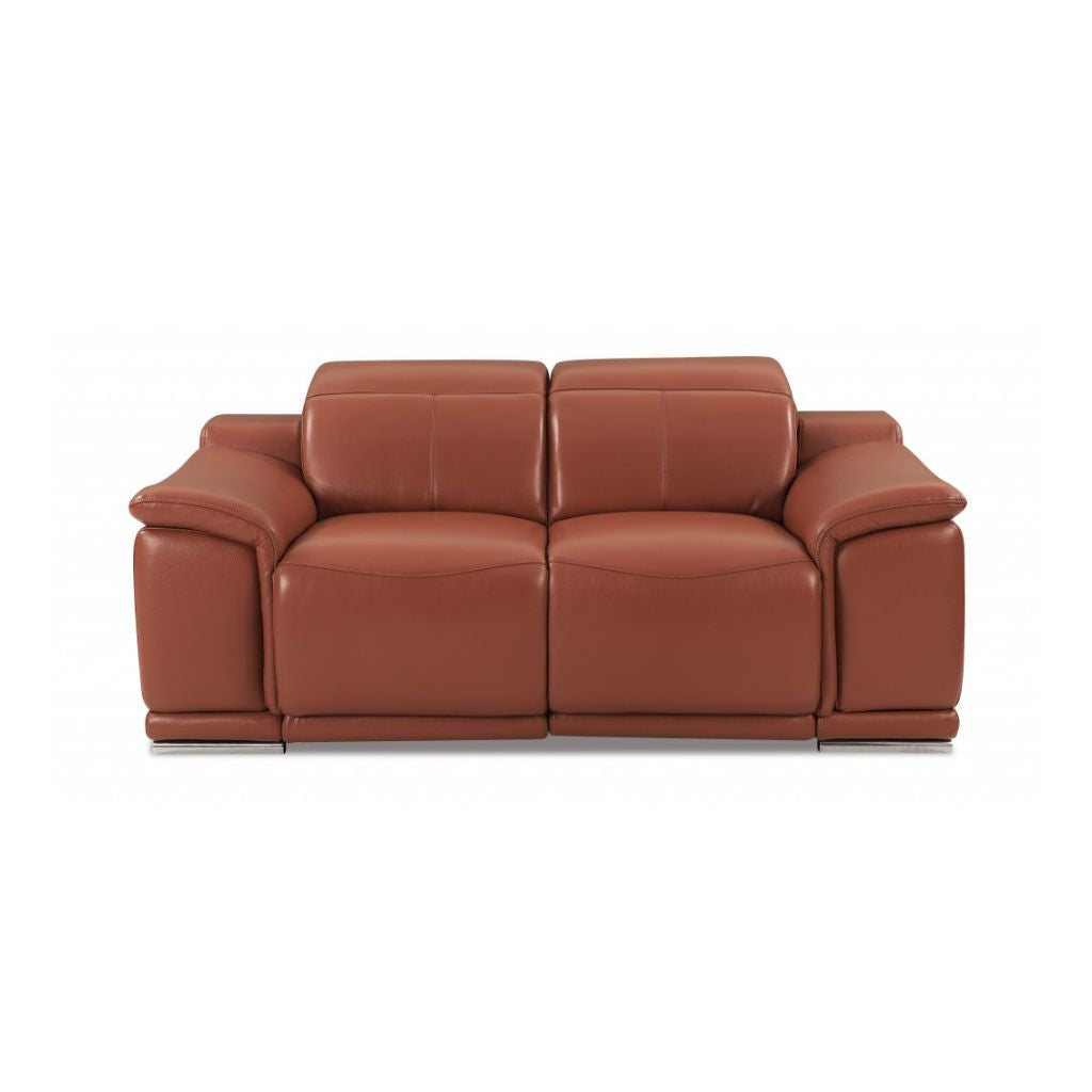 Three Piece Indoor Camel Italian Leather Six Person Seating Set-2