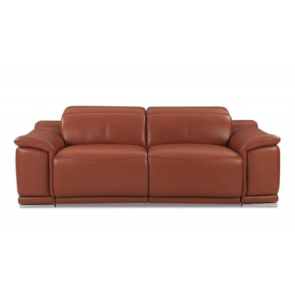 Three Piece Indoor Camel Italian Leather Six Person Seating Set-3