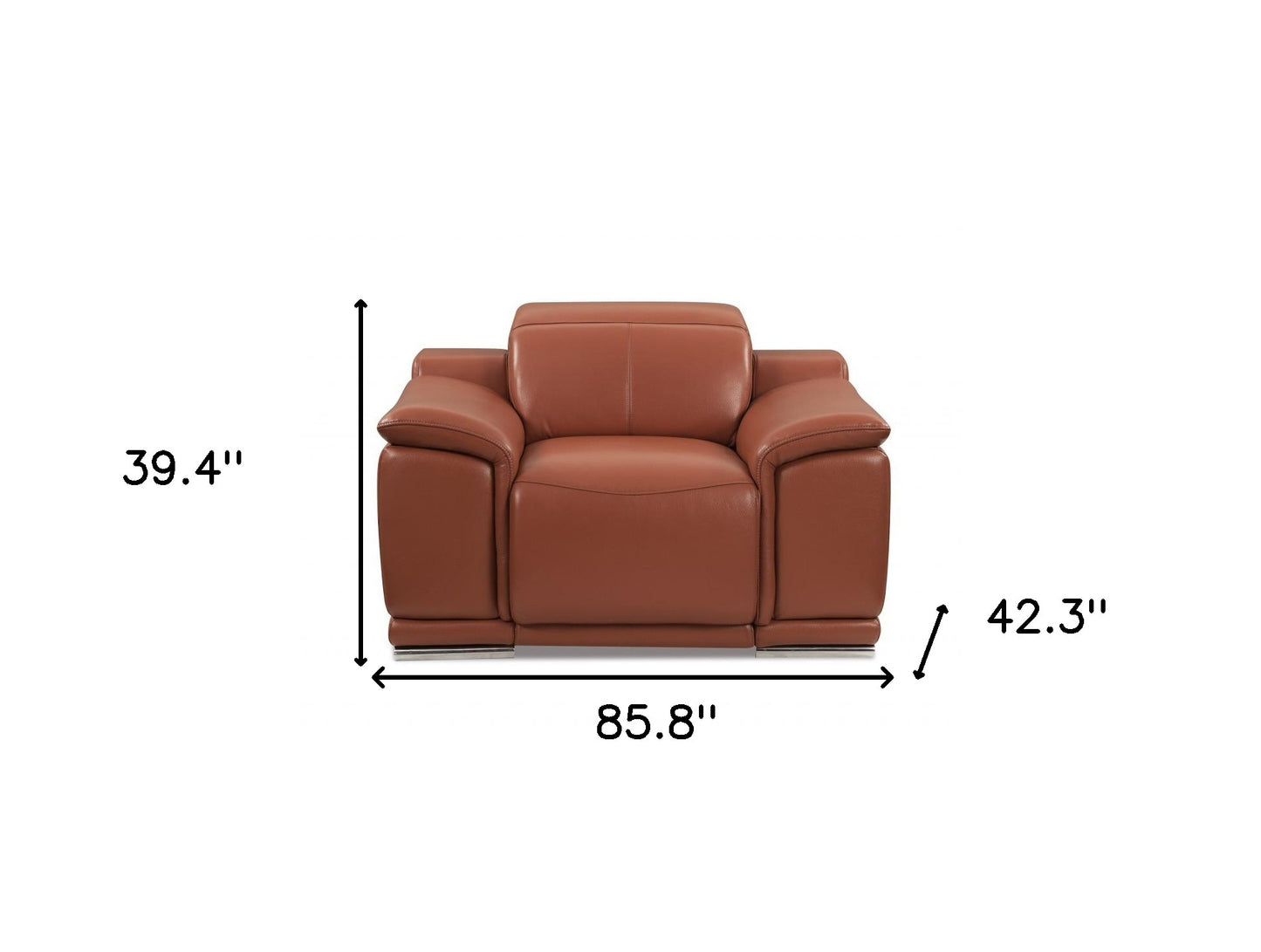 Three Piece Indoor Camel Italian Leather Six Person Seating Set-8