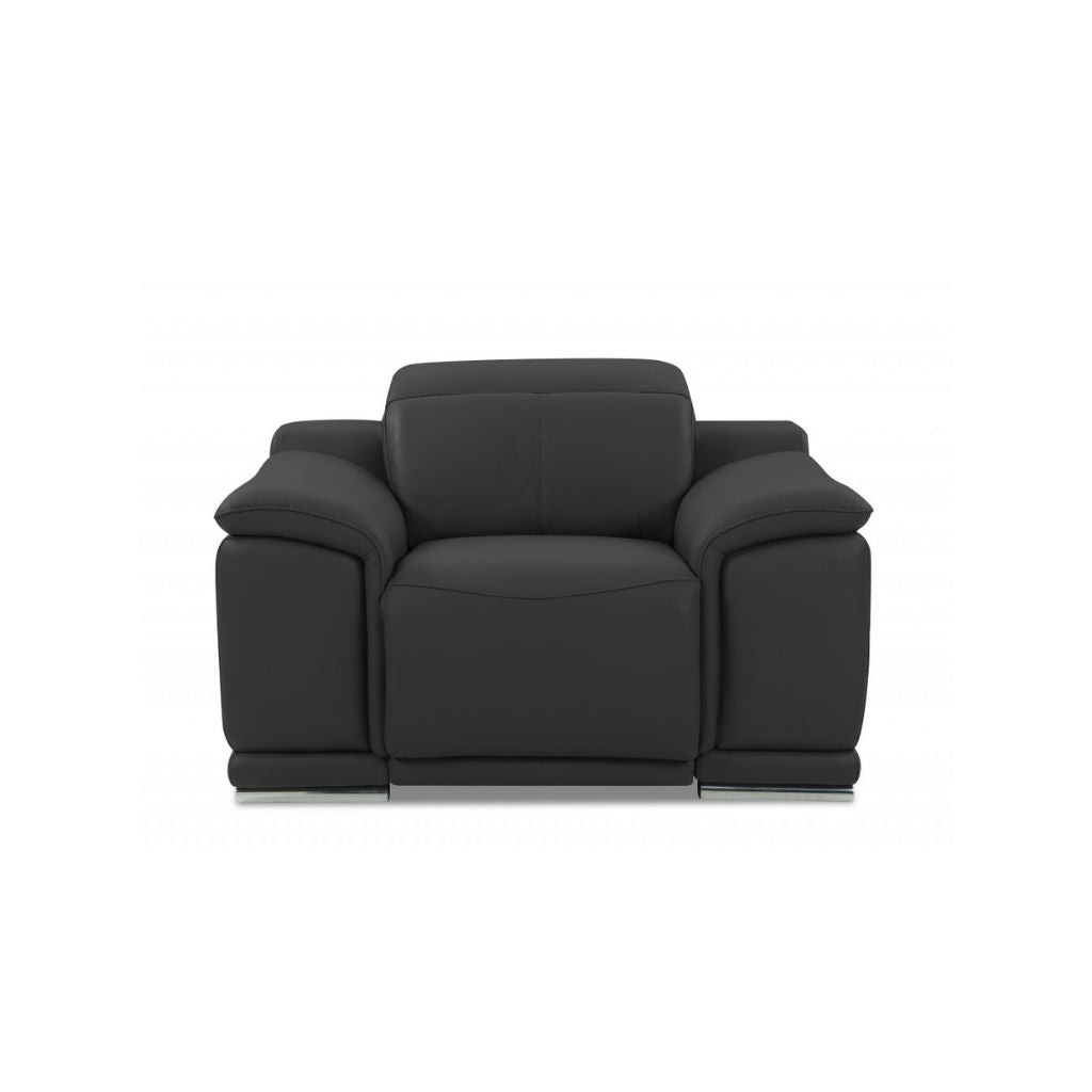 Three Piece Indoor Dark Gray Italian Leather Six Person Seating Set-1