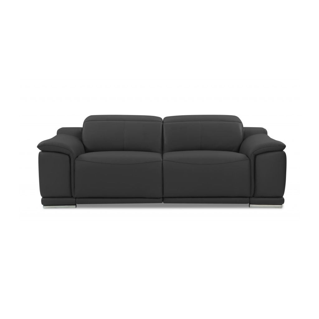Three Piece Indoor Dark Gray Italian Leather Six Person Seating Set-3