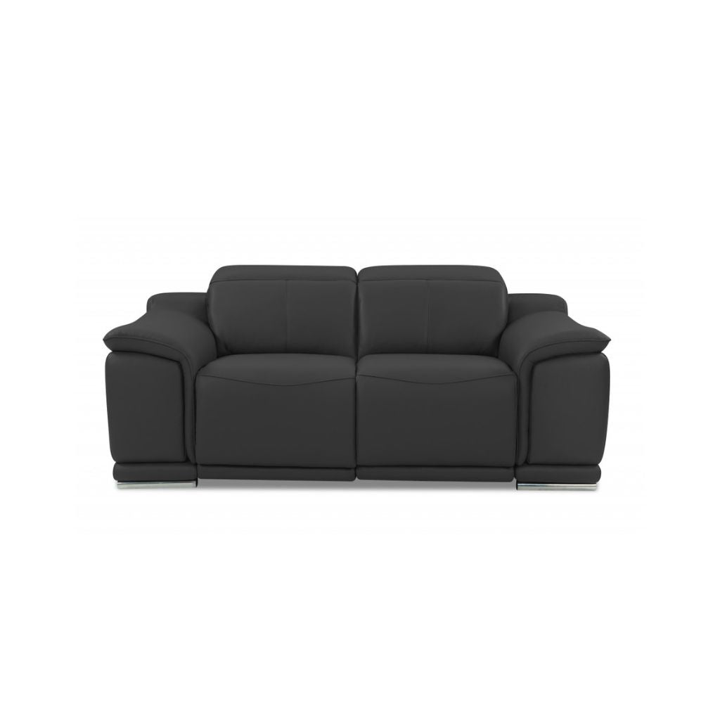 Two Piece Indoor Dark Gray Italian Leather Five Person Seating Set-3