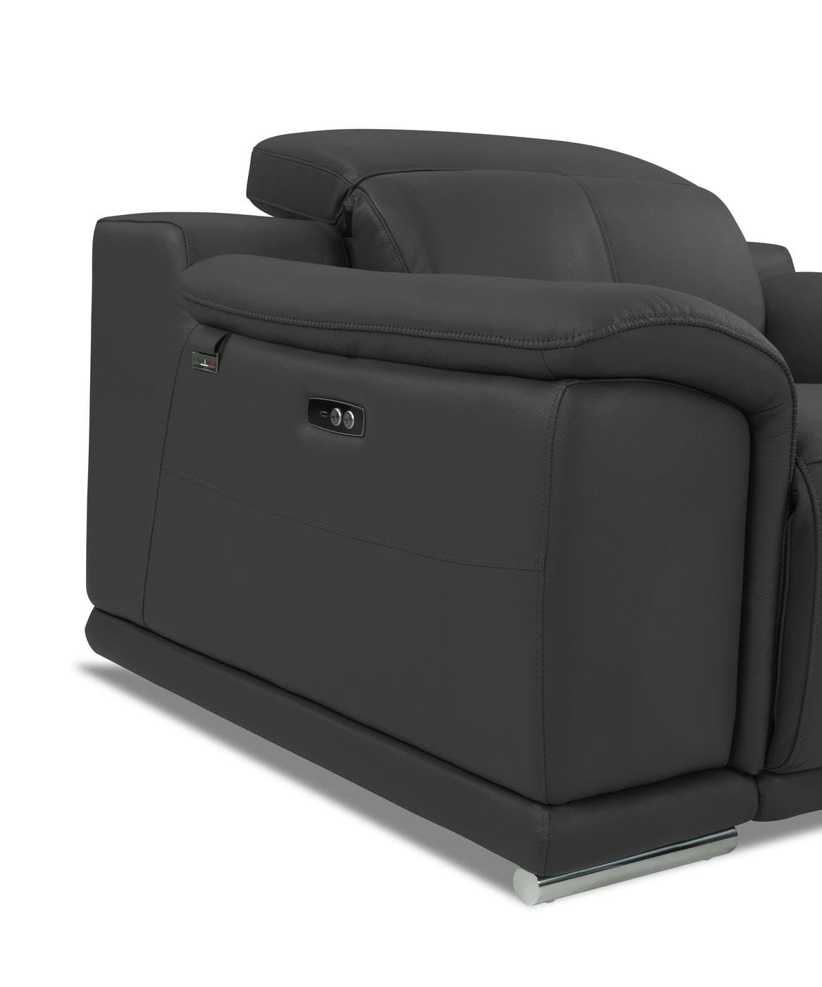 Two Piece Indoor Dark Gray Italian Leather Five Person Seating Set-1