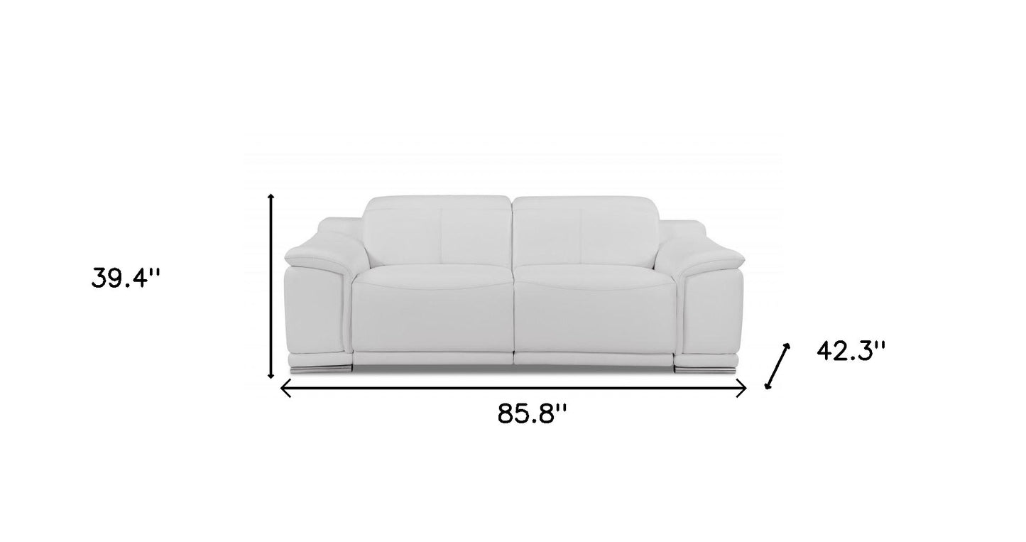 Two Piece Indoor White Italian Leather Five Person Seating Set-6