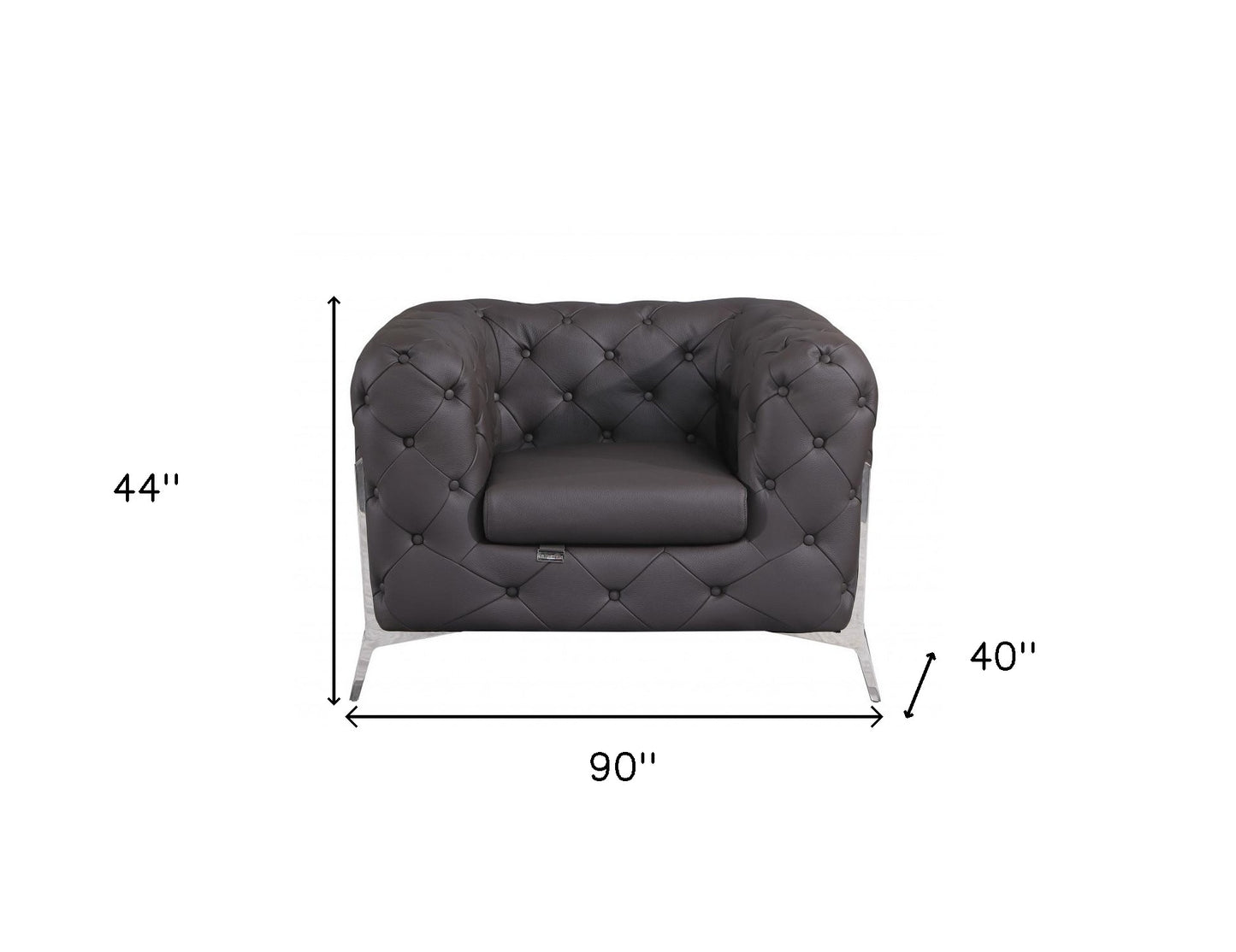 Three Piece Indoor Brown Italian Leather Six Person Seating Set-6