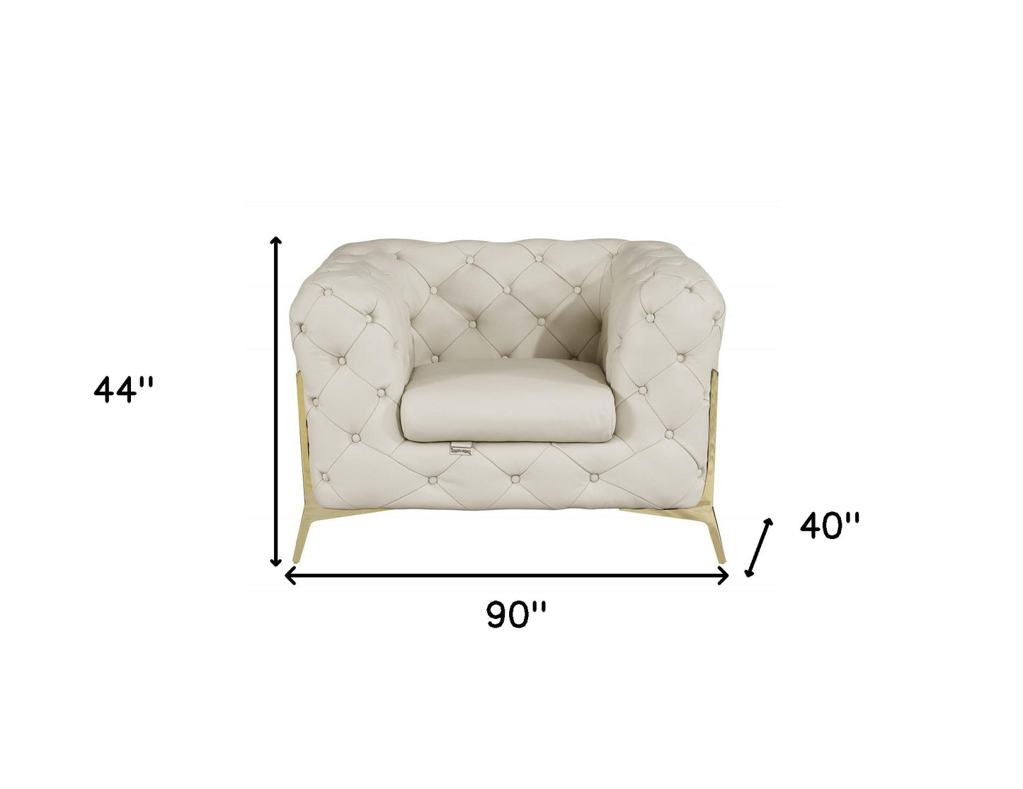 Three Piece Indoor Beige Italian Leather Six Person Seating Set-6