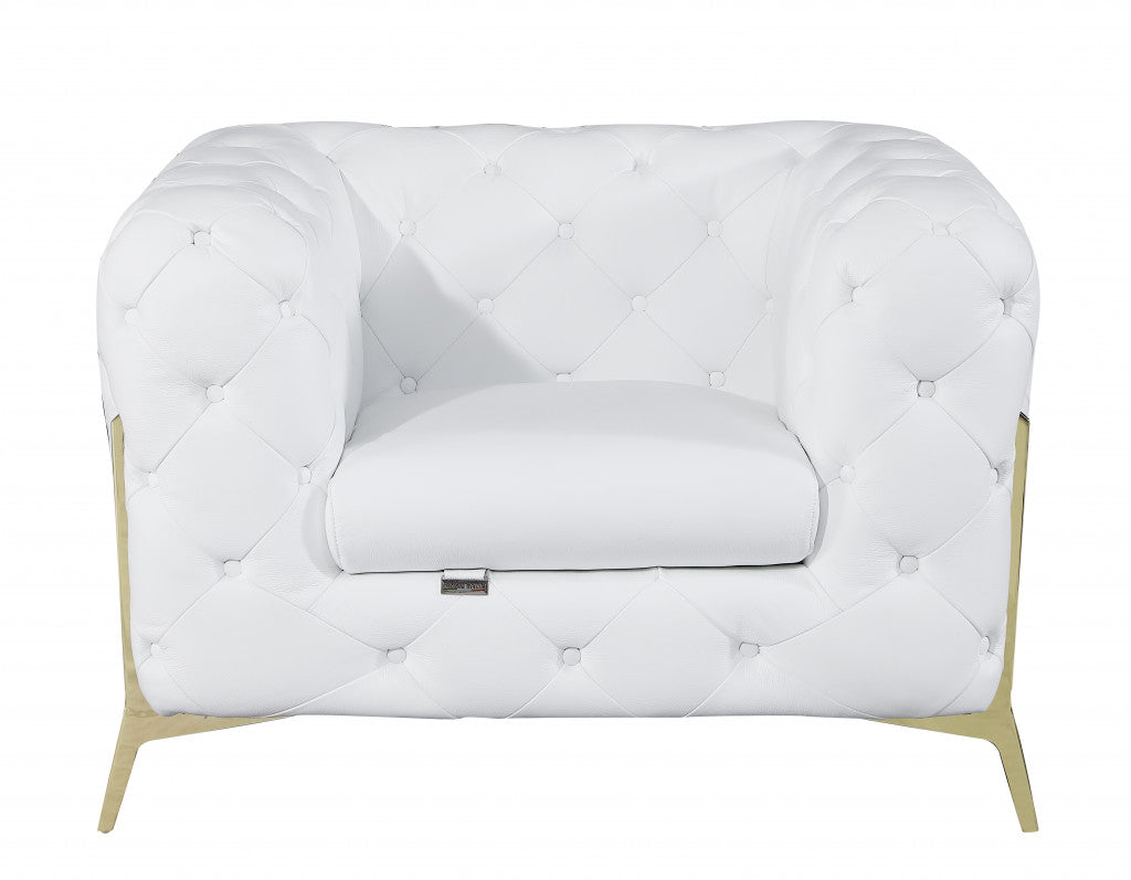 Three Piece Indoor White Italian Leather Six Person Seating Set-2