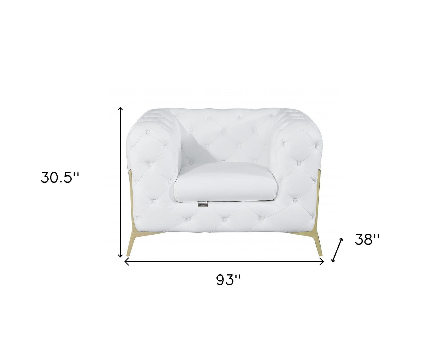 Three Piece Indoor White Italian Leather Five Person Seating Set-6