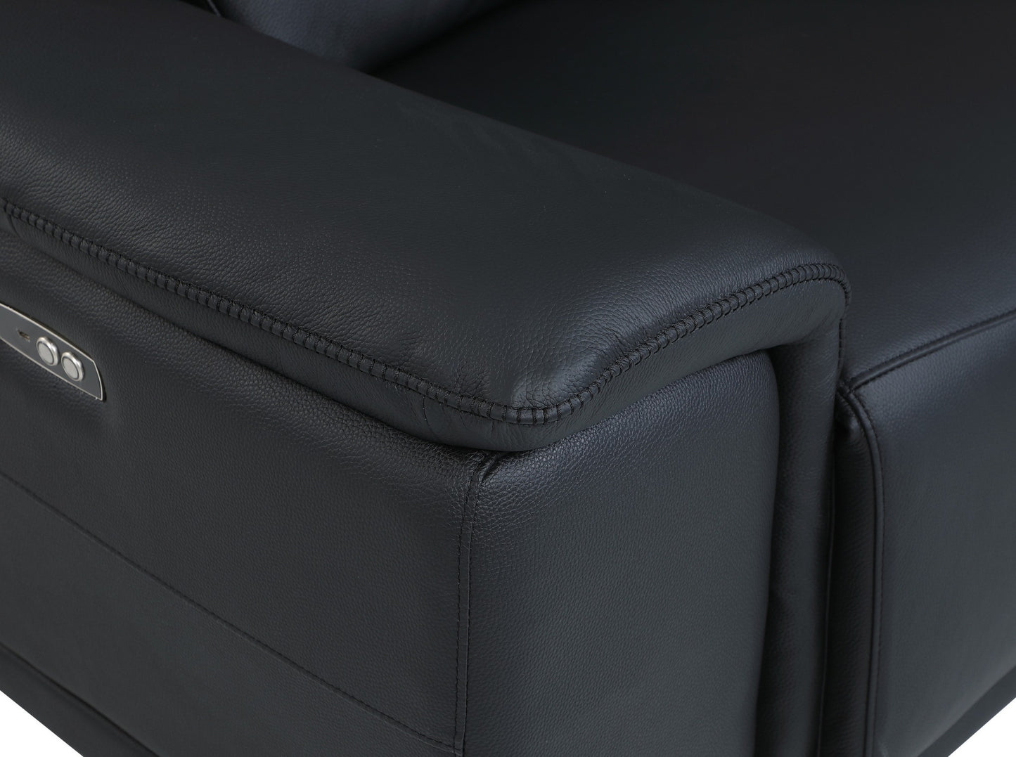 Black Italian Leather Power Reclining U Shaped Eight Piece Corner Sectional With Console-8