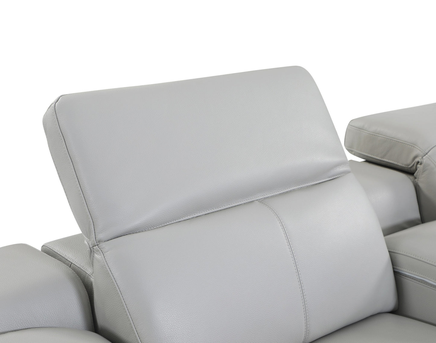 Light Gray Italian Leather Power Reclining U Shaped Eight Piece Corner Sectional With Console-5