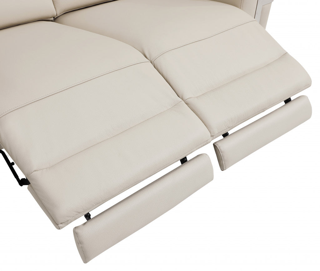 Two Piece Indoor Beige Italian Leather Five Person Seating Set-4
