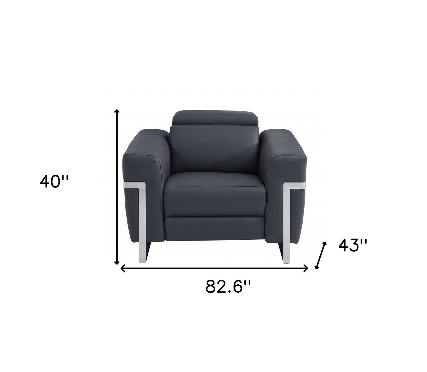 Three Piece Indoor Dark Gray Italian Leather Six Person Seating Set-6