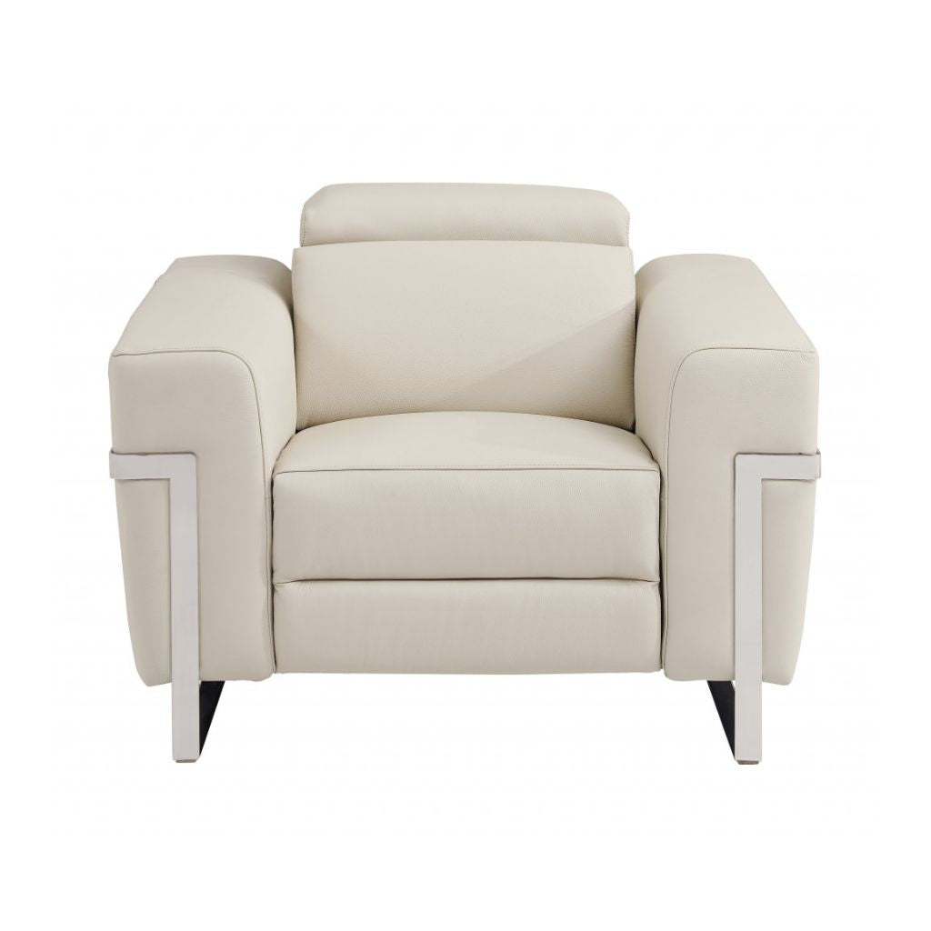 Three Piece Indoor Beige Italian Leather Six Person Seating Set-1