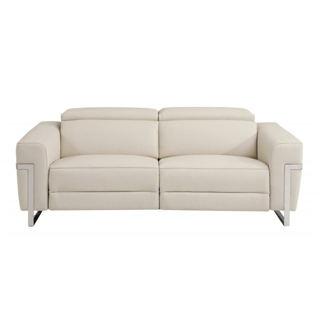 Three Piece Indoor Beige Italian Leather Six Person Seating Set-3
