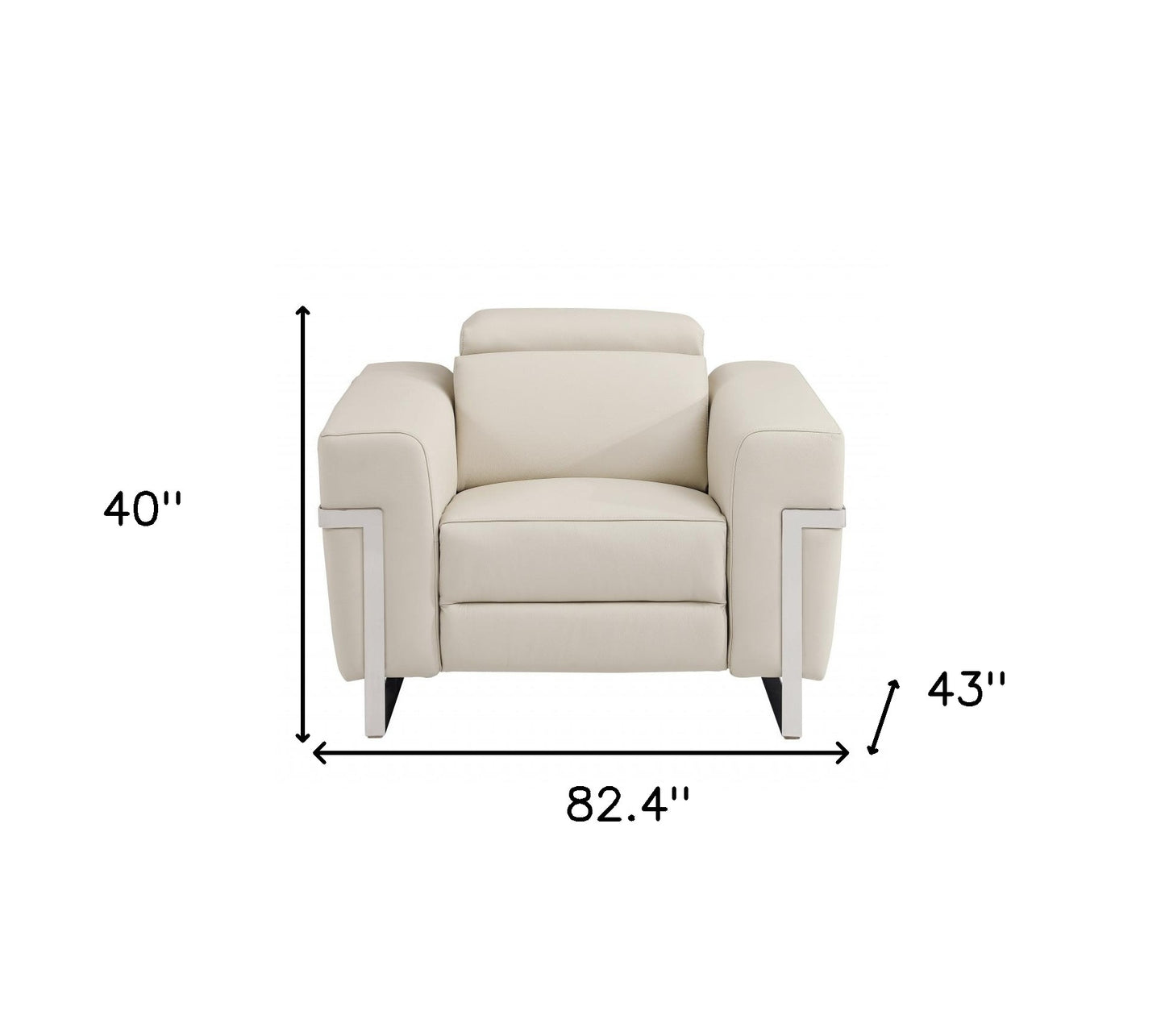 Three Piece Indoor Beige Italian Leather Six Person Seating Set-8