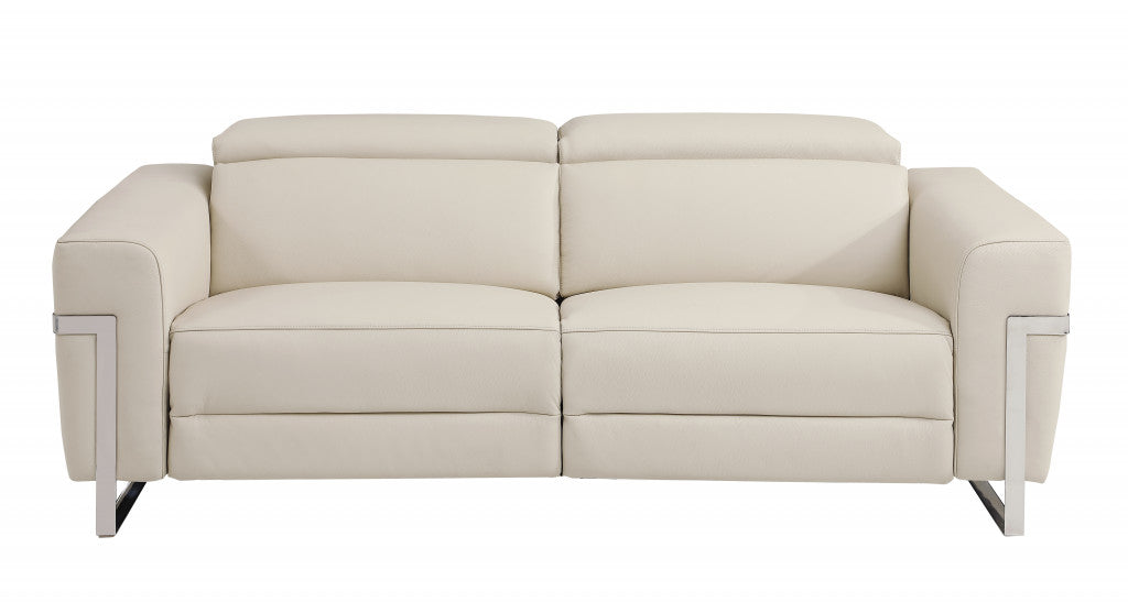 Two Piece Indoor Beige Italian Leather Five Person Seating Set-2
