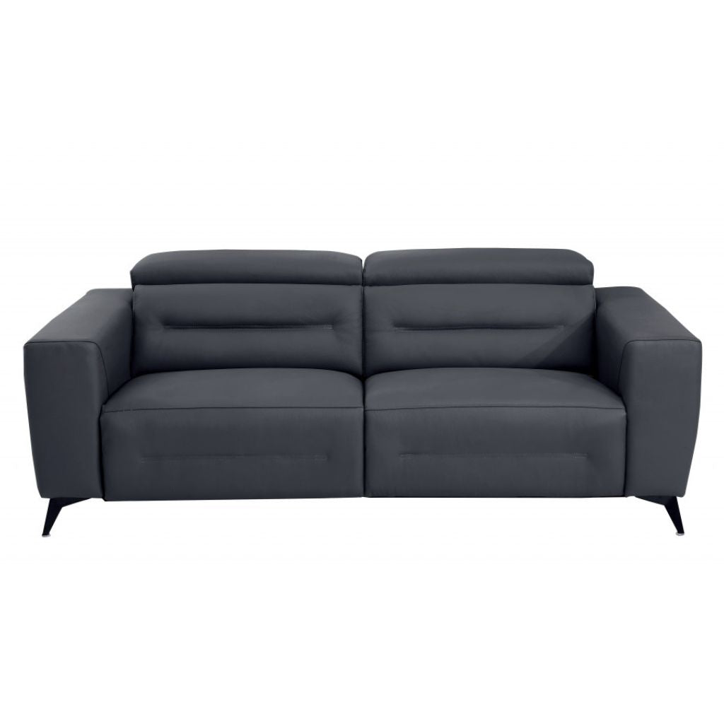 Two Piece Indoor Dark Gray Italian Leather Five Person Seating Set-2