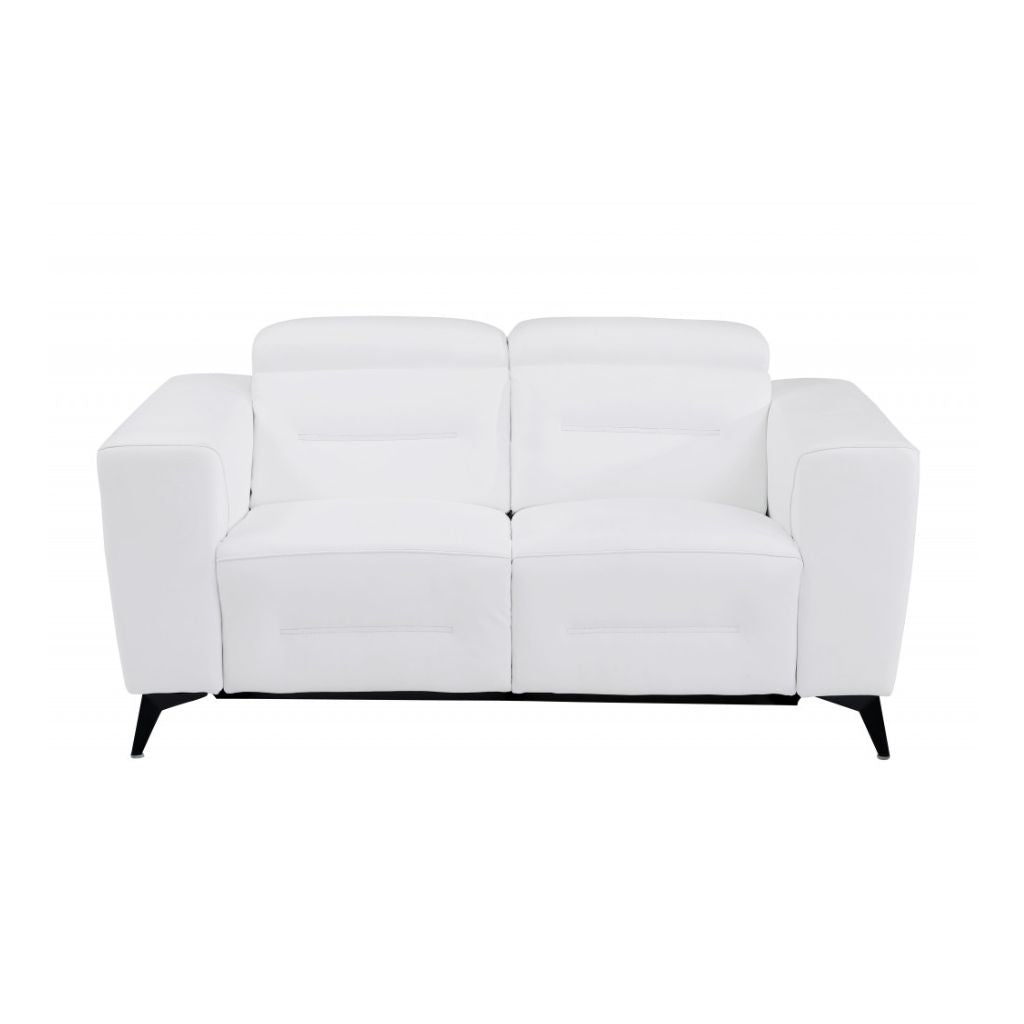 Three Piece White Italian Leather Six Person Seating Set-2