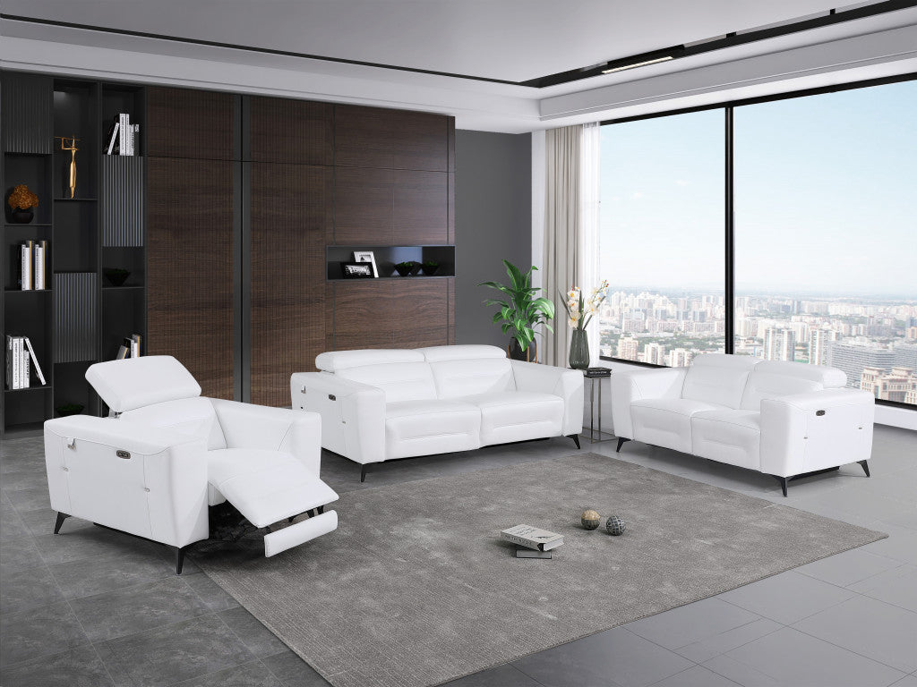 Three Piece White Italian Leather Six Person Seating Set-7