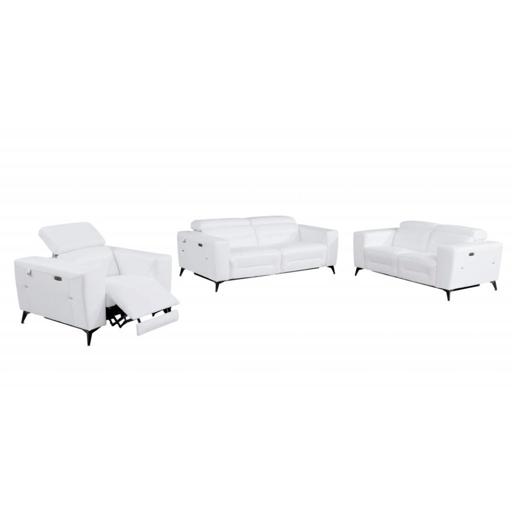 Three Piece White Italian Leather Six Person Seating Set-3