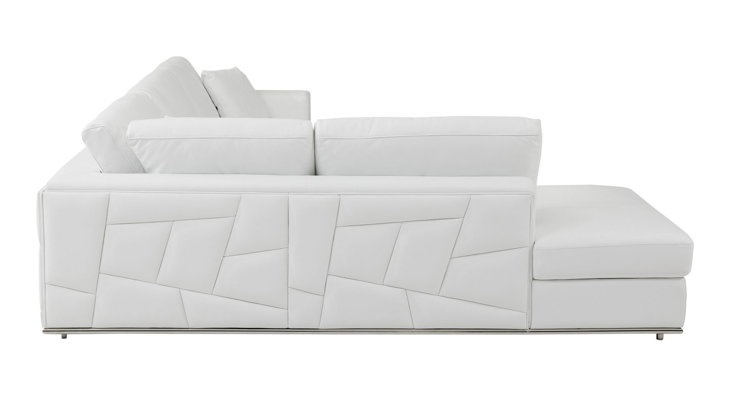 White Italian Leather Reclining L Shaped Two Piece Corner Sectional-4