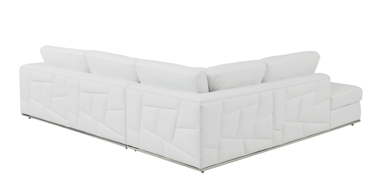 White Italian Leather Reclining L Shaped Two Piece Corner Sectional-2