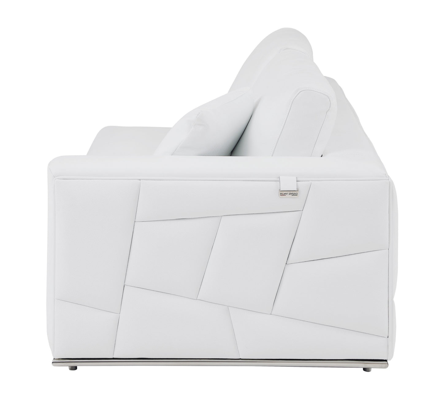 White Italian Leather Reclining L Shaped Two Piece Corner Sectional-5