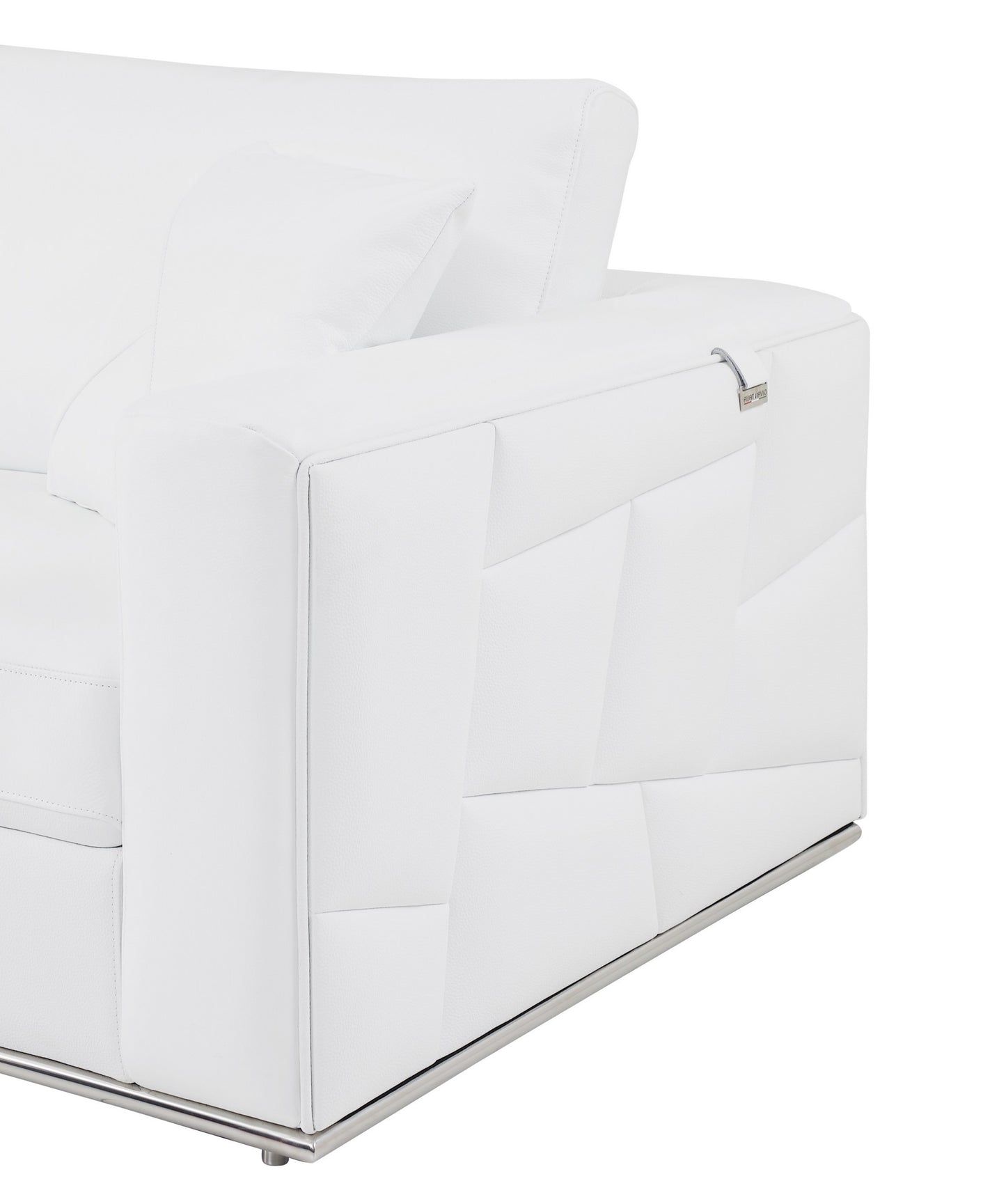 White Italian Leather Reclining L Shaped Two Piece Corner Sectional-7