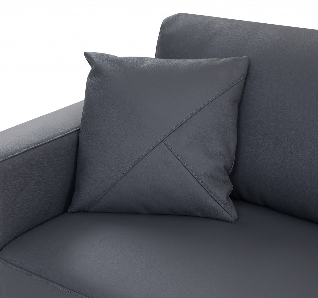 Dark Gray Italian Leather Reclining L Shaped Two Piece Corner Sectional-3