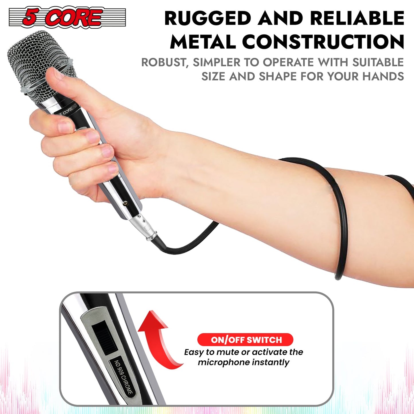 5Core XLR Microphone Dynamic Mic Karaoke Singing Studio Microfono Handheld Mics-4
