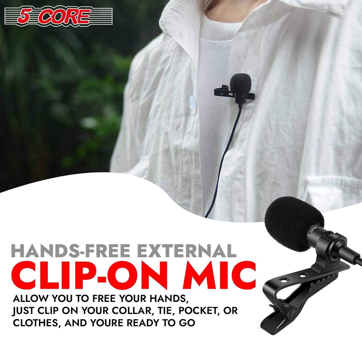 5Core Lavalier Microphone Clip On Professional Grade 3.5mm Lapel Mic Omnidirectional Lav Mic-4
