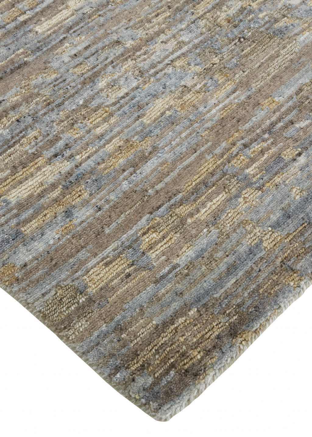 12' X 15' Brown And Gray Wool Abstract Hand Knotted Area Rug-3