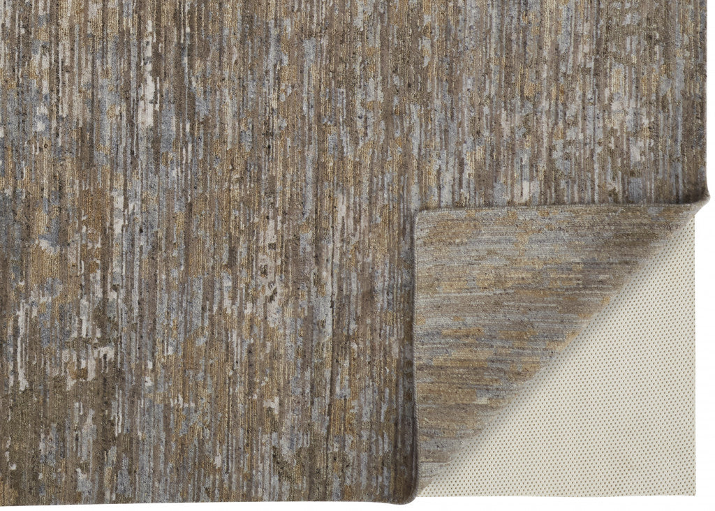 12' X 15' Brown And Gray Wool Abstract Hand Knotted Area Rug-4