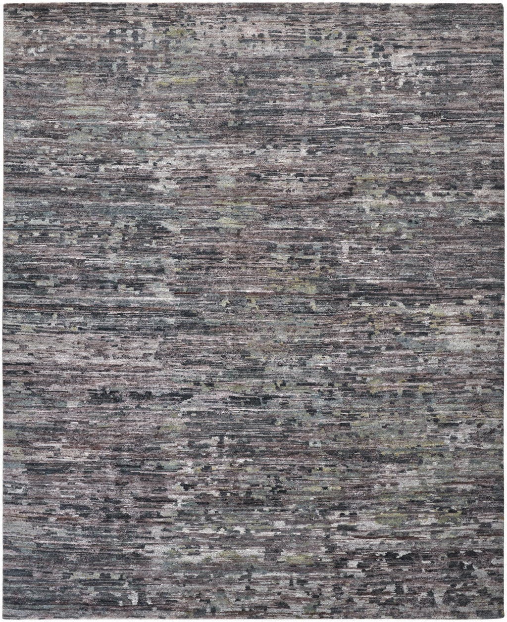 12' X 15' Blue And Gray Wool Abstract Hand Knotted Area Rug-0
