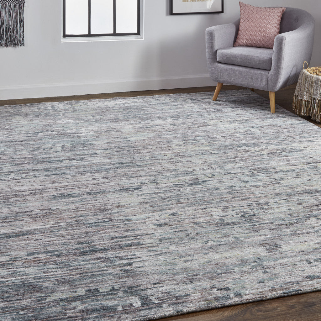 12' X 15' Blue And Gray Wool Abstract Hand Knotted Area Rug-5