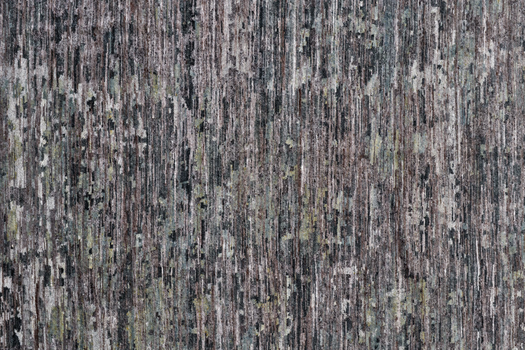 12' X 15' Blue And Gray Wool Abstract Hand Knotted Area Rug-8