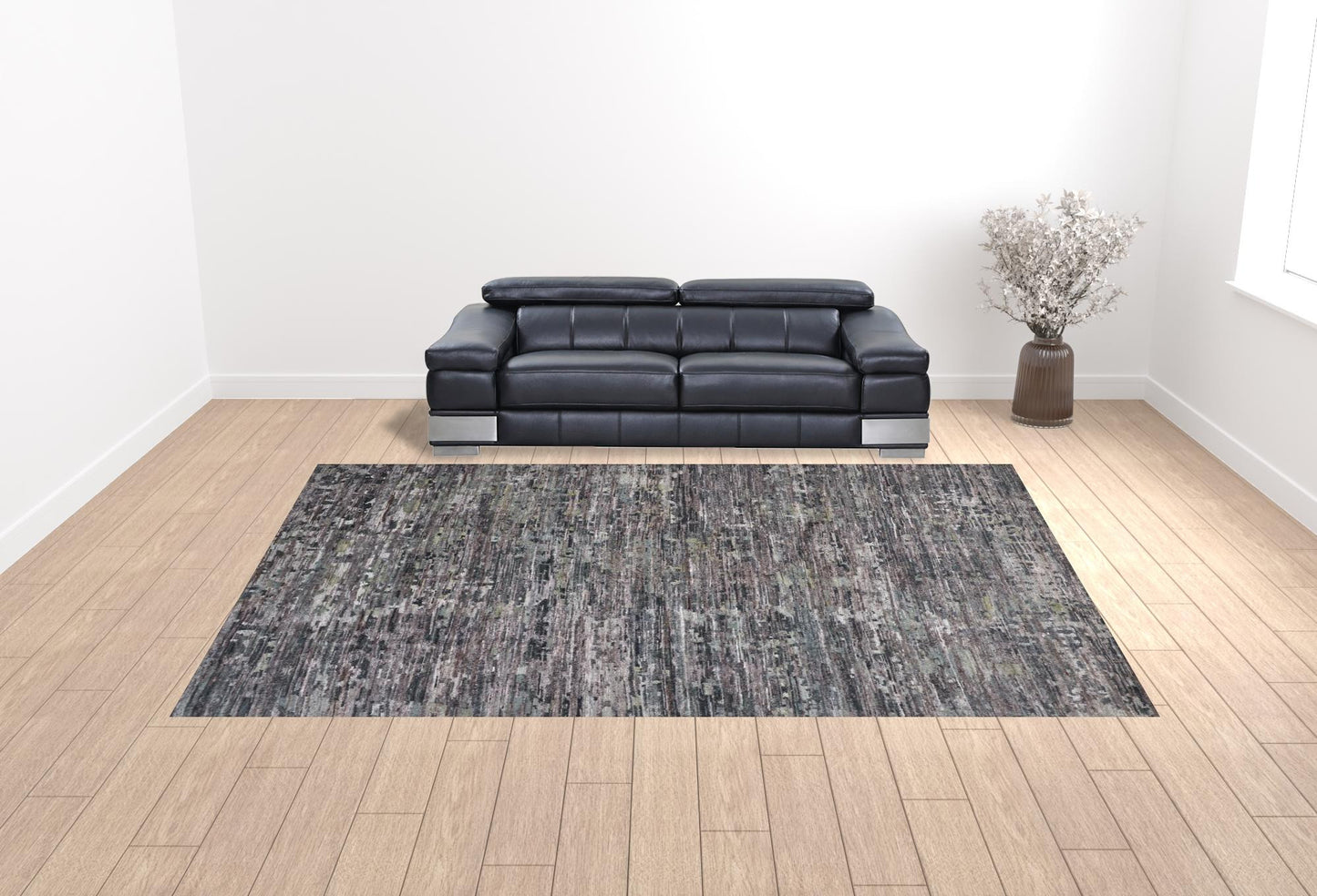 12' X 15' Blue And Gray Wool Abstract Hand Knotted Area Rug-1