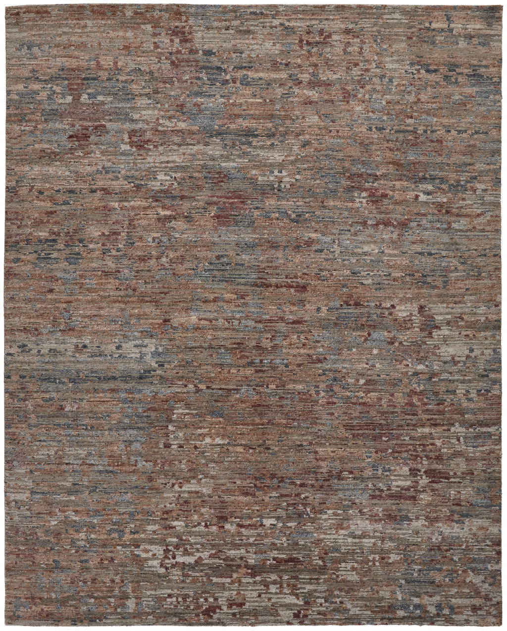 12' X 15' Red And Blue Wool Abstract Hand Knotted Area Rug-1