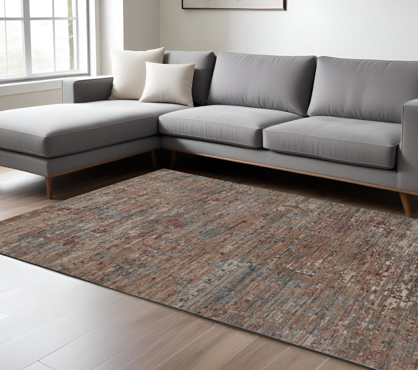 12' X 15' Red And Blue Wool Abstract Hand Knotted Area Rug-0