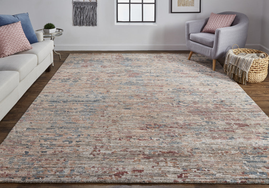 12' X 15' Red And Blue Wool Abstract Hand Knotted Area Rug-5