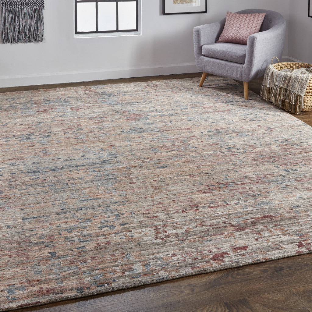 12' X 15' Red And Blue Wool Abstract Hand Knotted Area Rug-6