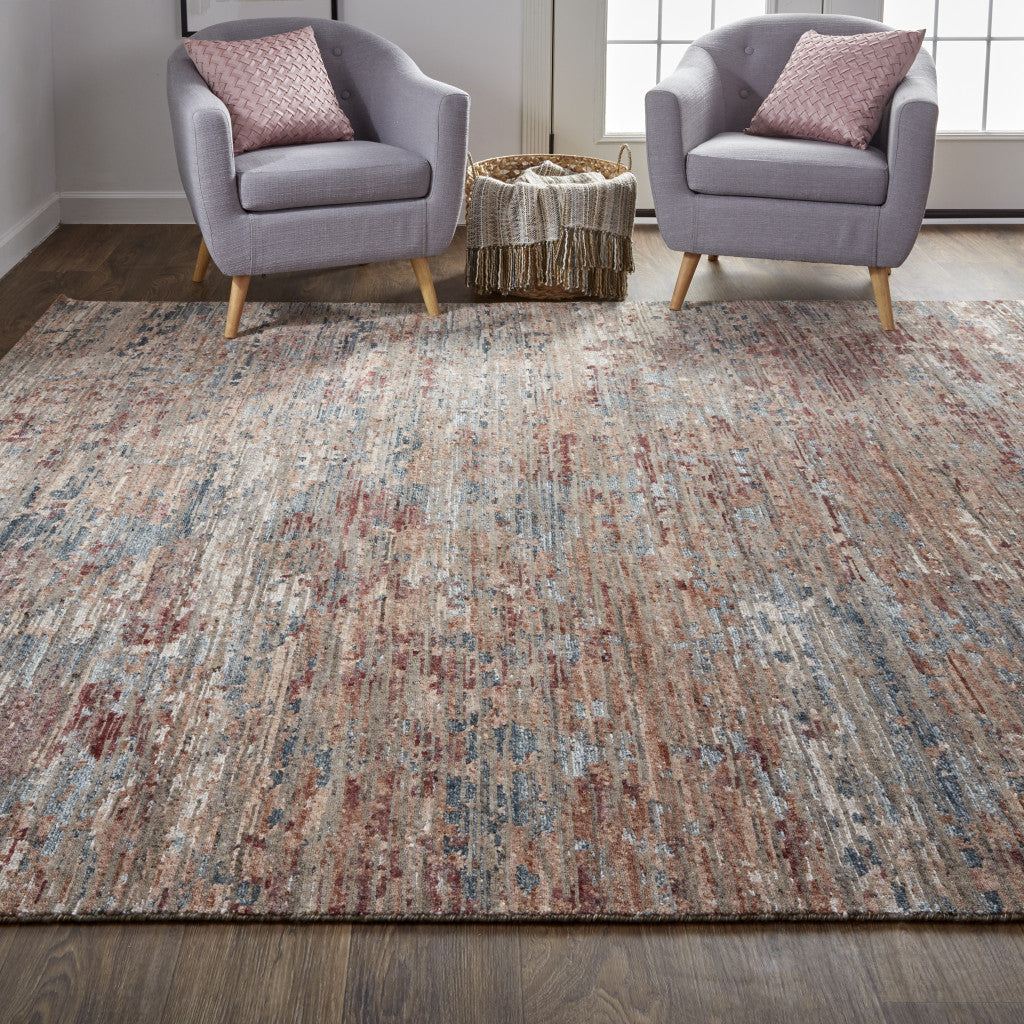 12' X 15' Red And Blue Wool Abstract Hand Knotted Area Rug-7