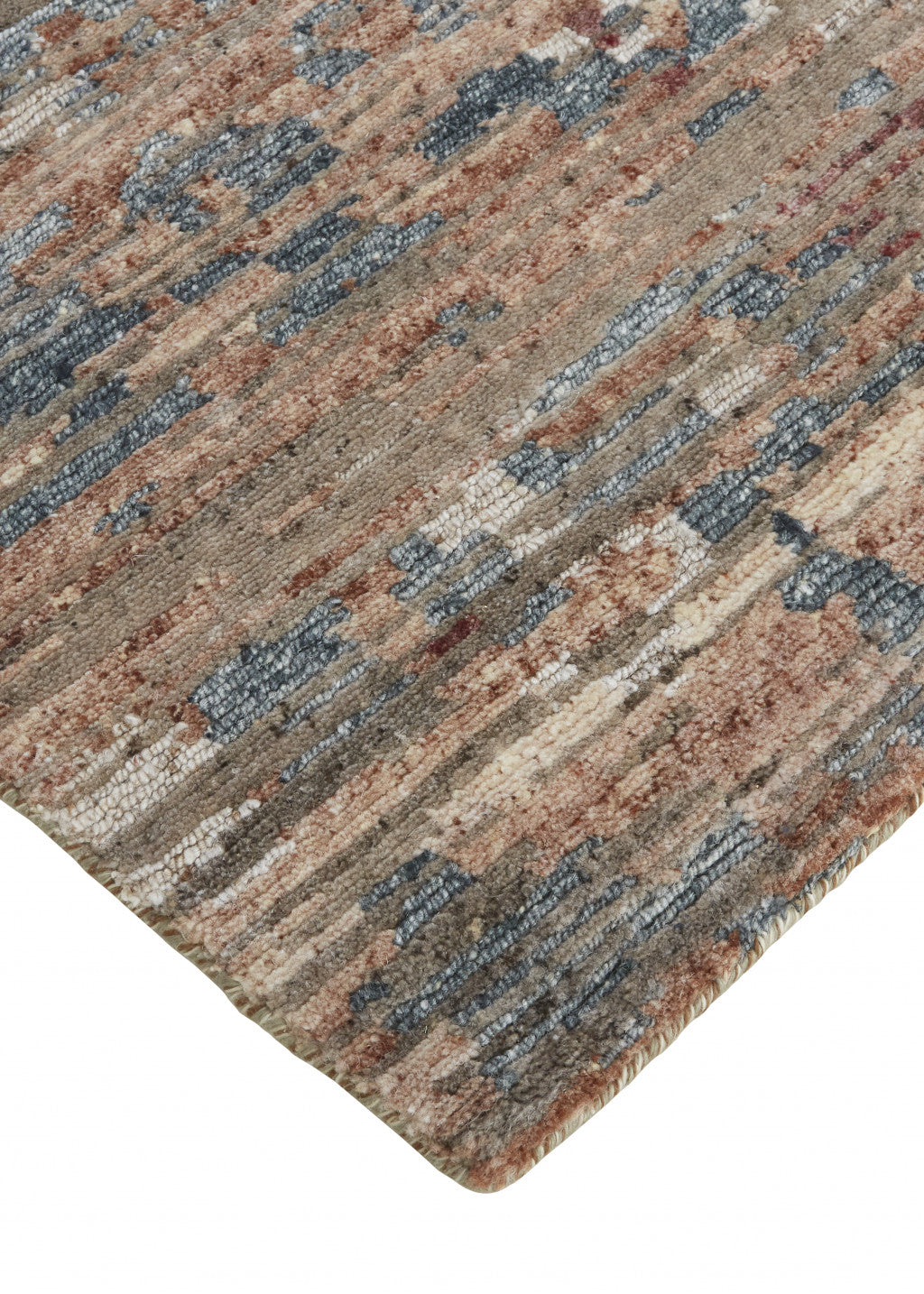 12' X 15' Red And Blue Wool Abstract Hand Knotted Area Rug-4
