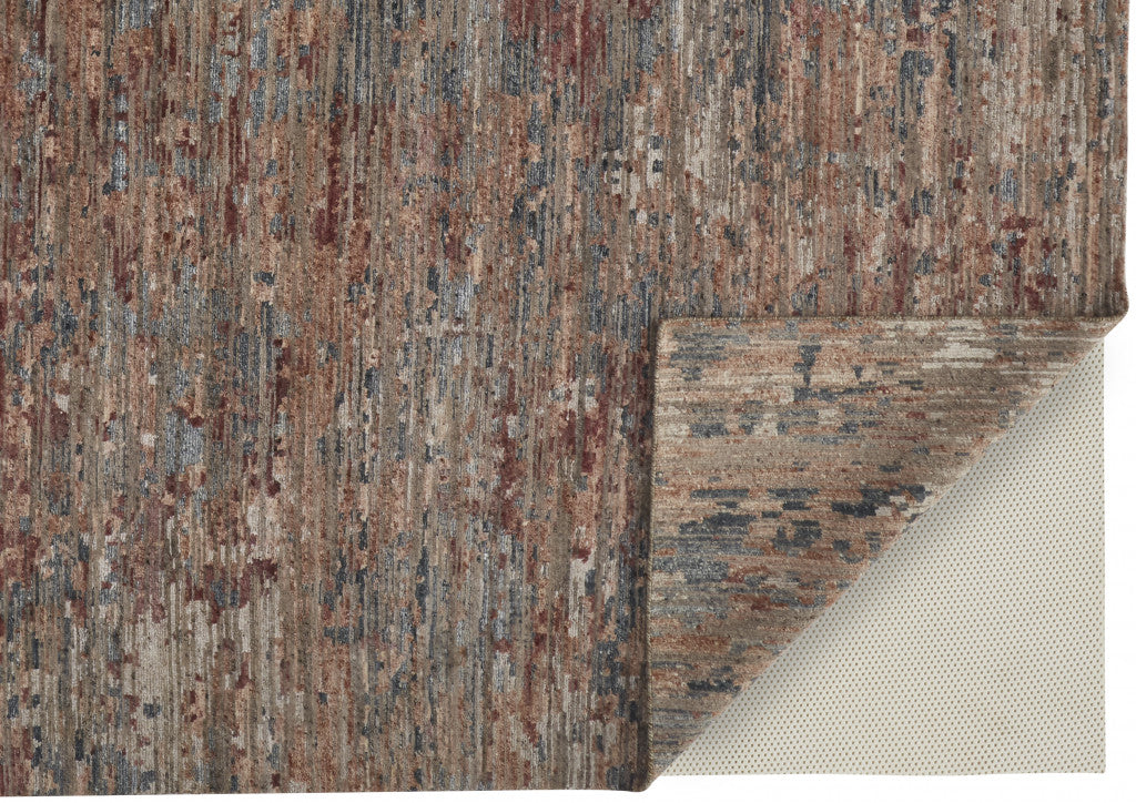 12' X 15' Red And Blue Wool Abstract Hand Knotted Area Rug-3