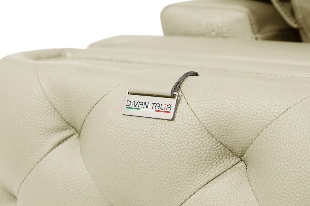 Two Piece Indoor Beige Italian Leather Five Person Seating Set-7