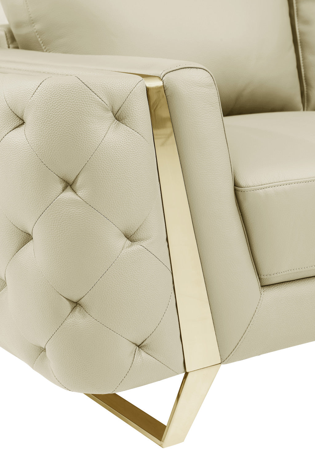 Two Piece Indoor Beige Italian Leather Five Person Seating Set-8