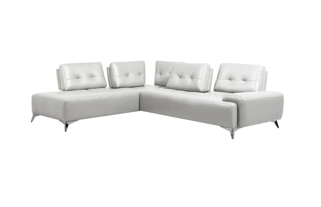 White Leather L Shaped Two Piece Seating Component-1