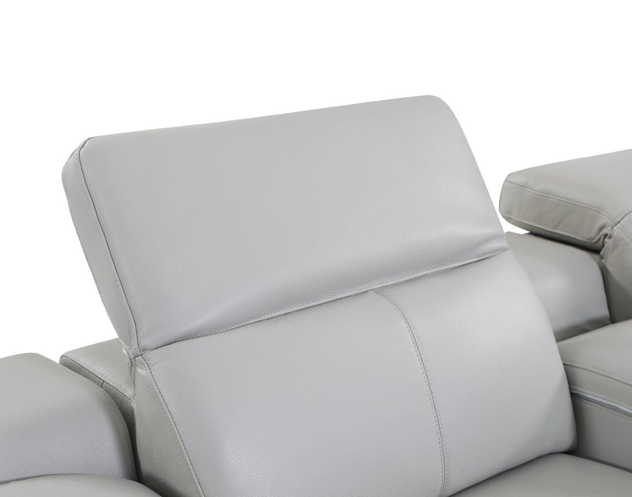 Light Gray Italian Leather Power Reclining U Shaped Five Piece Corner Sectional With Console-4